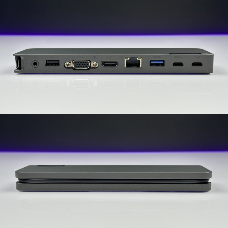 Lenovo ThinkPad USB-C Mini Dock 40AU Stacja dokująca z HDMI, VGA, LAN, USB i USB-C. W zestawie oryginalne pudełko, zasilacz 65W i kabel.JPG