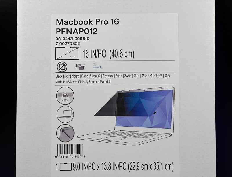 3M Privacy Filter PFNAP012 do MacBook Pro 16 – filtr prywatyzujący 3M, matowa powłoka, ochrona danych i ekranu. Idealny do pracy publicznej (2).JPG