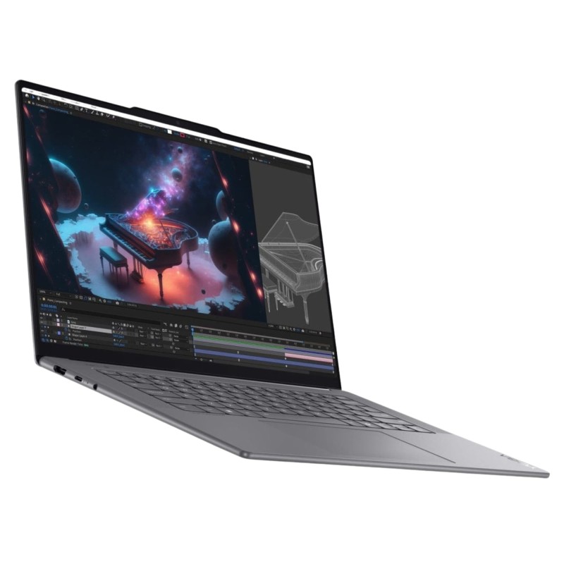 Yoga Slim 7 15ILL9 z Ultra 7 258V. Ekran 15,3” OLED 2.8K i smukła obudowa w kolorze Luna Grey łączą wydajność z eleganckim stylem premium.