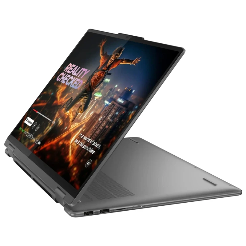 Yoga 7 2in1 16IML9 z Ultra 5 125U. Dotykowy ekran 16” FHD+ i zawias 360° zapewniają komfort pracy, tworzenia i rozrywki w trybie laptopa i tabletu.