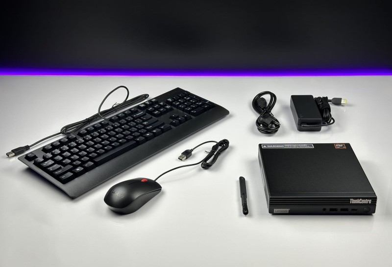 Lenovo ThinkCentre M75q Gen 5 Tiny z Ryzen 7 8700GE i Radeon 780M. Wydajny mini PC z Wi-Fi – w zestawie klawiatura, mysz i zasilacz. BOX.