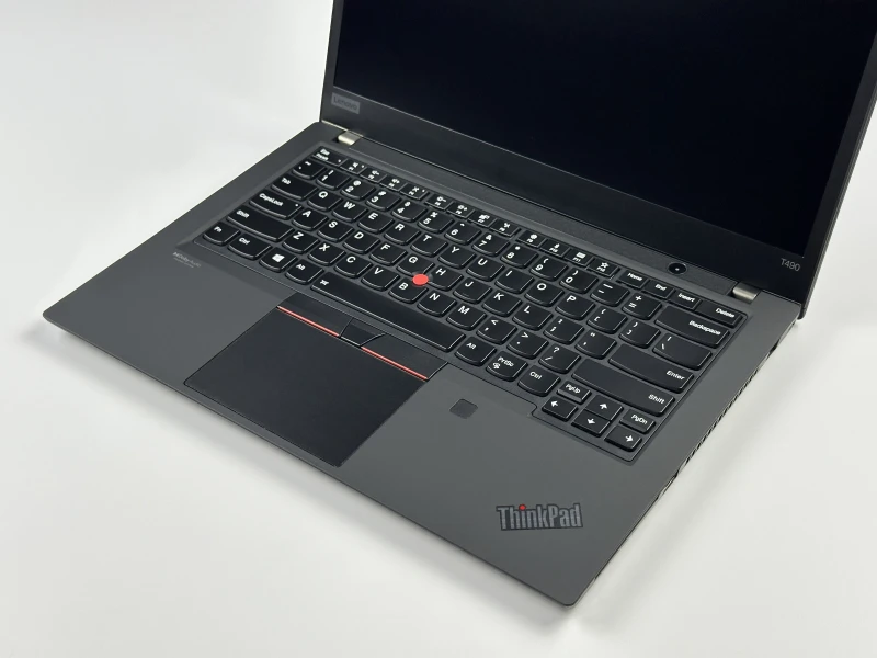 Lenovo ThinkPad T490 z procesorem i5-8265U i ekranem 14" FHD. Klawiatura US, czytnik linii papilarnych oraz wytrzymała konstrukcja.