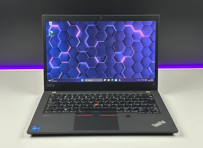 Lenovo ThinkPad T14 Gen 2 z i5-1145G7, grafiką Intel Iris Xe i ekranem 14" FHD. Lekki laptop biznesowy z pamięcią DDR4 i obsługą Thunderbolt 4.