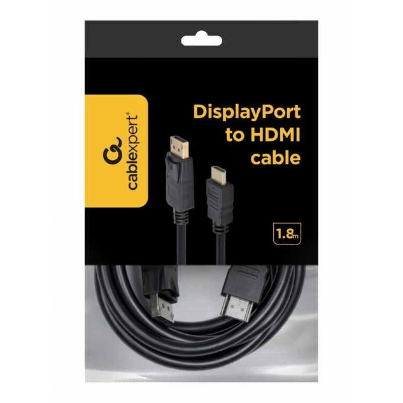 Kabel GEMBIRD DisplayPort – HDMI. Przewód do podłączenia komputera z wyjściem DisplayPort do monitora, TV lub projektora z wejściem HDMI.