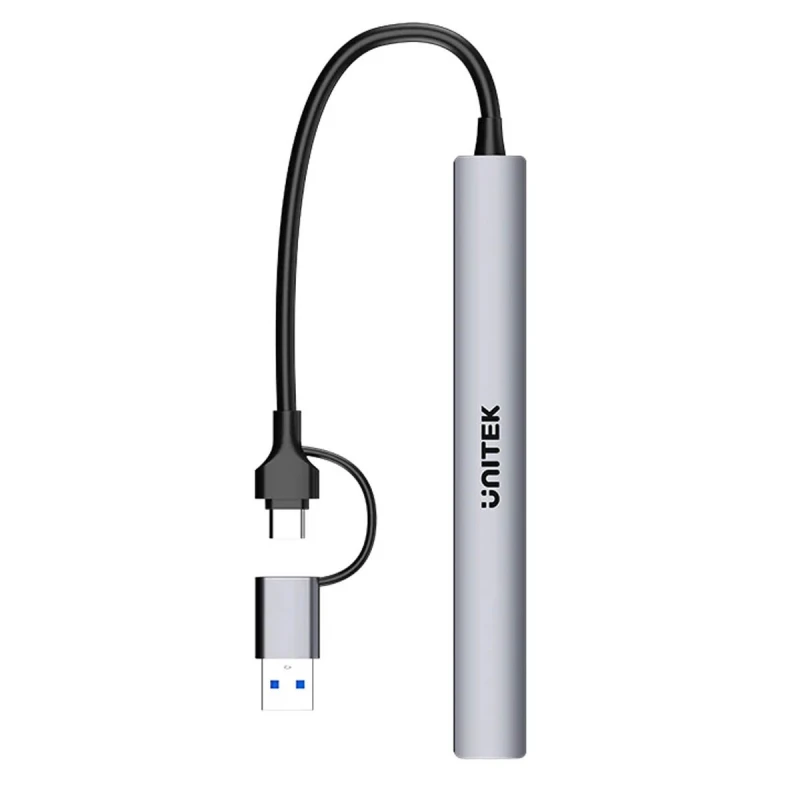 Unitek Hub USB-A/C 7w1 5 Gbps. Praktyczny rozdzielacz USB ułatwiający podłączenie akcesoriów, dysków i urządzeń peryferyjnych.
