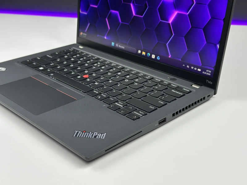 Lenovo ThinkPad T14s Gen 3 z i7-1255U, ekranem 14" FHD+ i Intel Iris Xe Graphics. Smukły laptop biznesowy z modemem LTE i klawiaturą US.
