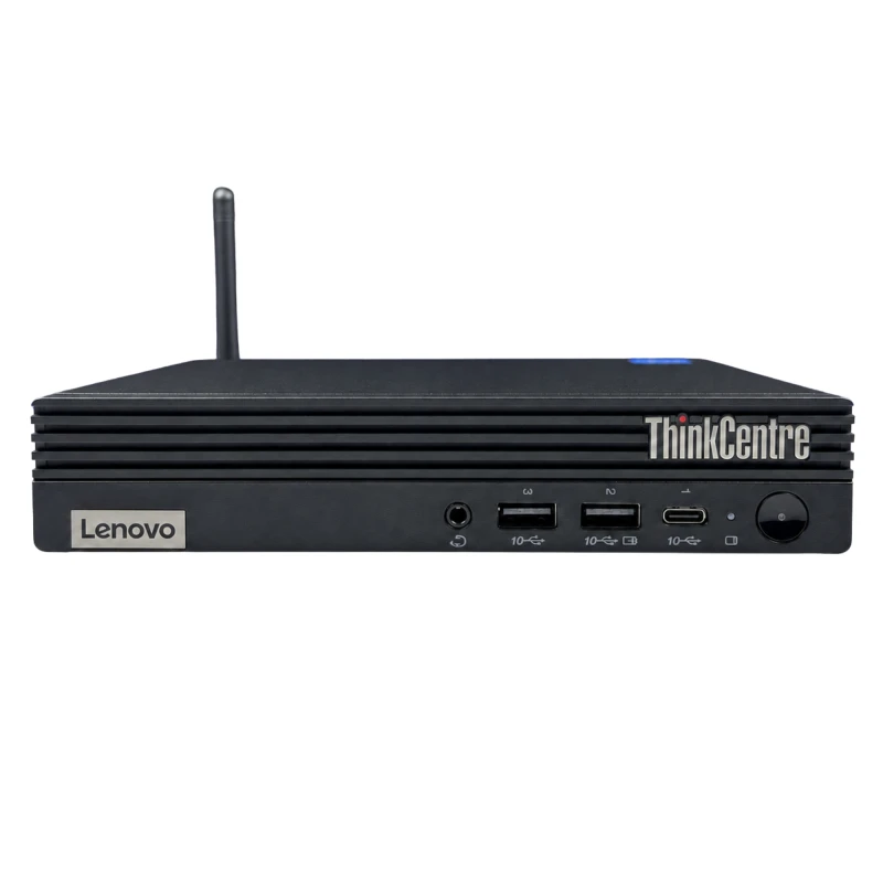 Komputer Lenovo ThinkCentre M80q Gen 3 z i3-12300T i grafiką Intel UHD 730. Nowoczesny mini PC do biura, w zestawie zasilacz 65W i antena Wi-Fi.